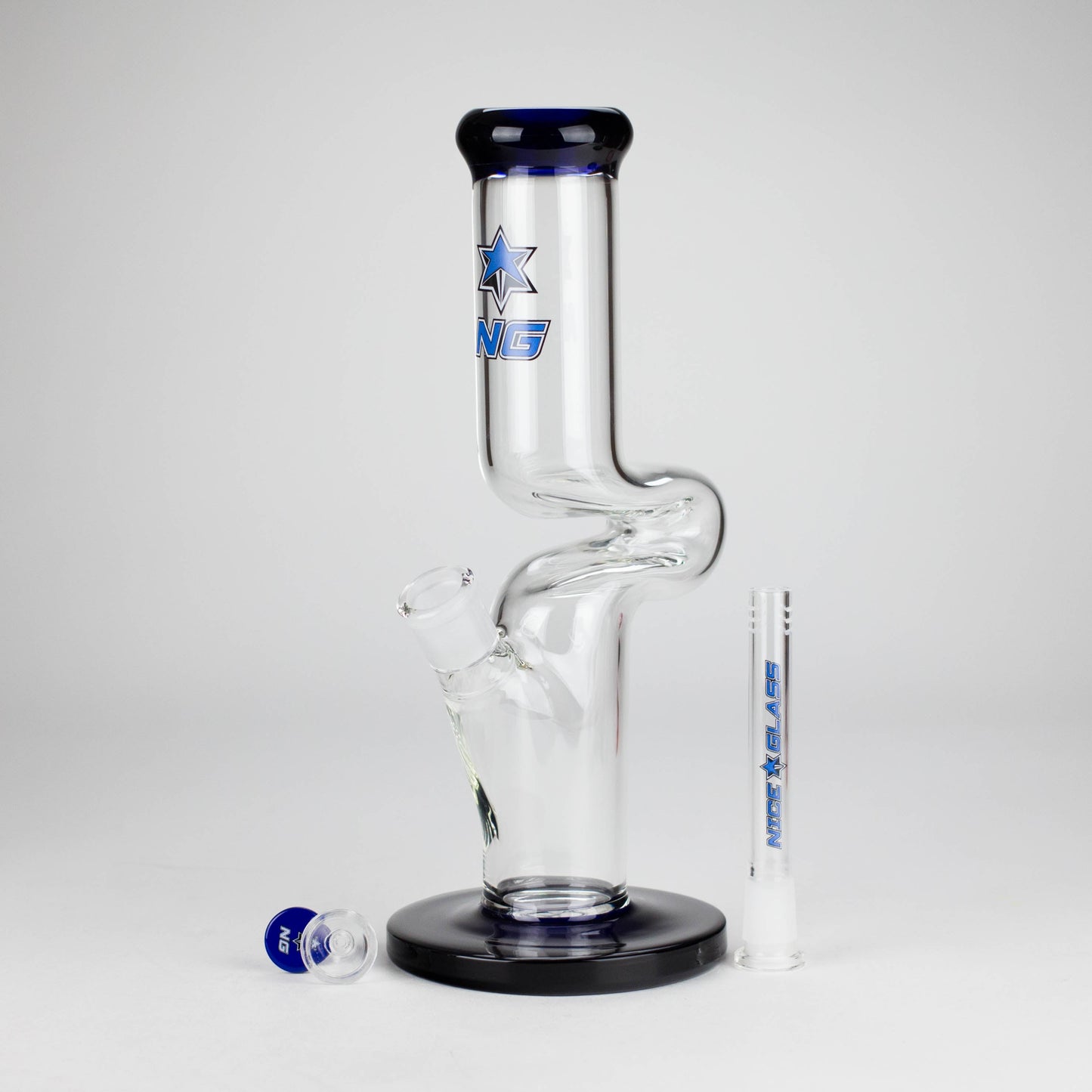 NG | 12" Zong Straight Bong – Colored Base & Slitted Downstem [G1103]