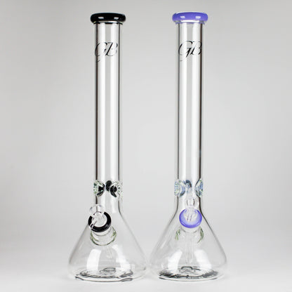 GB | 17" Tall Color Accented Beaker Bong – Slim Straight Tube with Downstem and Bowl