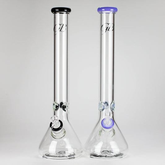 GB | 17" Tall Color Accented Beaker Bong – Slim Straight Tube with Downstem and Bowl