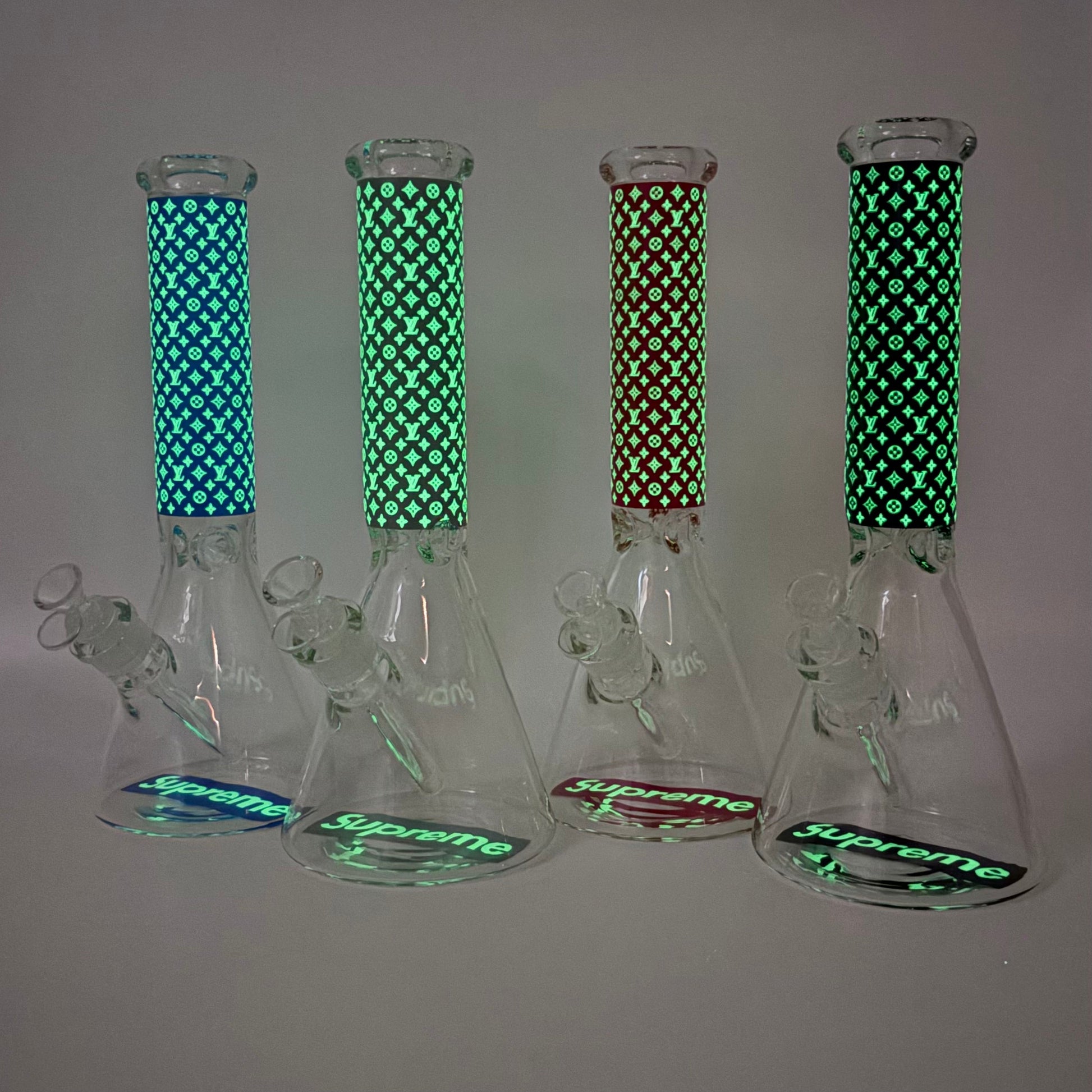  14" Stylish Glow-in-the-Dark Glass Bong – 7mm Thick