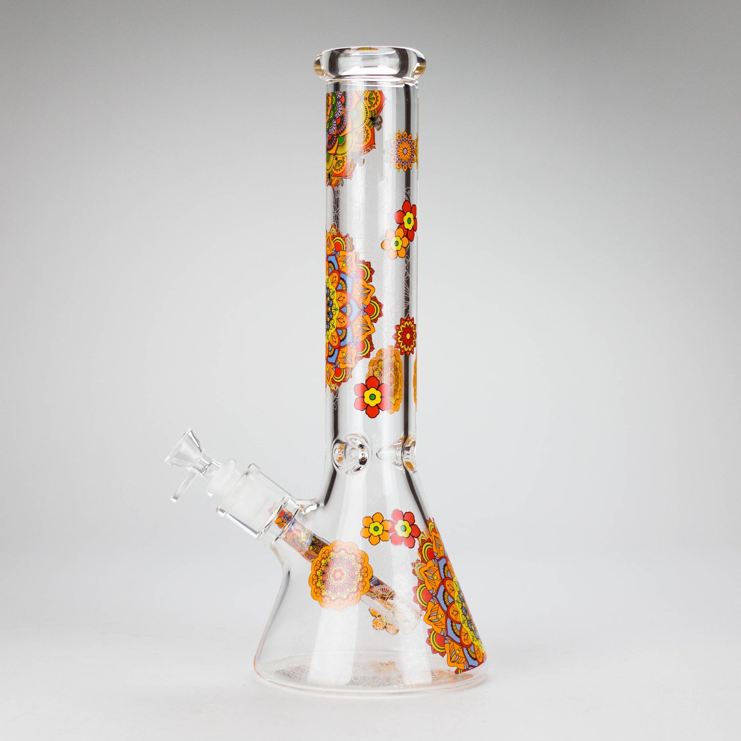 14" Flower Design Glass Bong – 7mm Thick with Ice Catcher