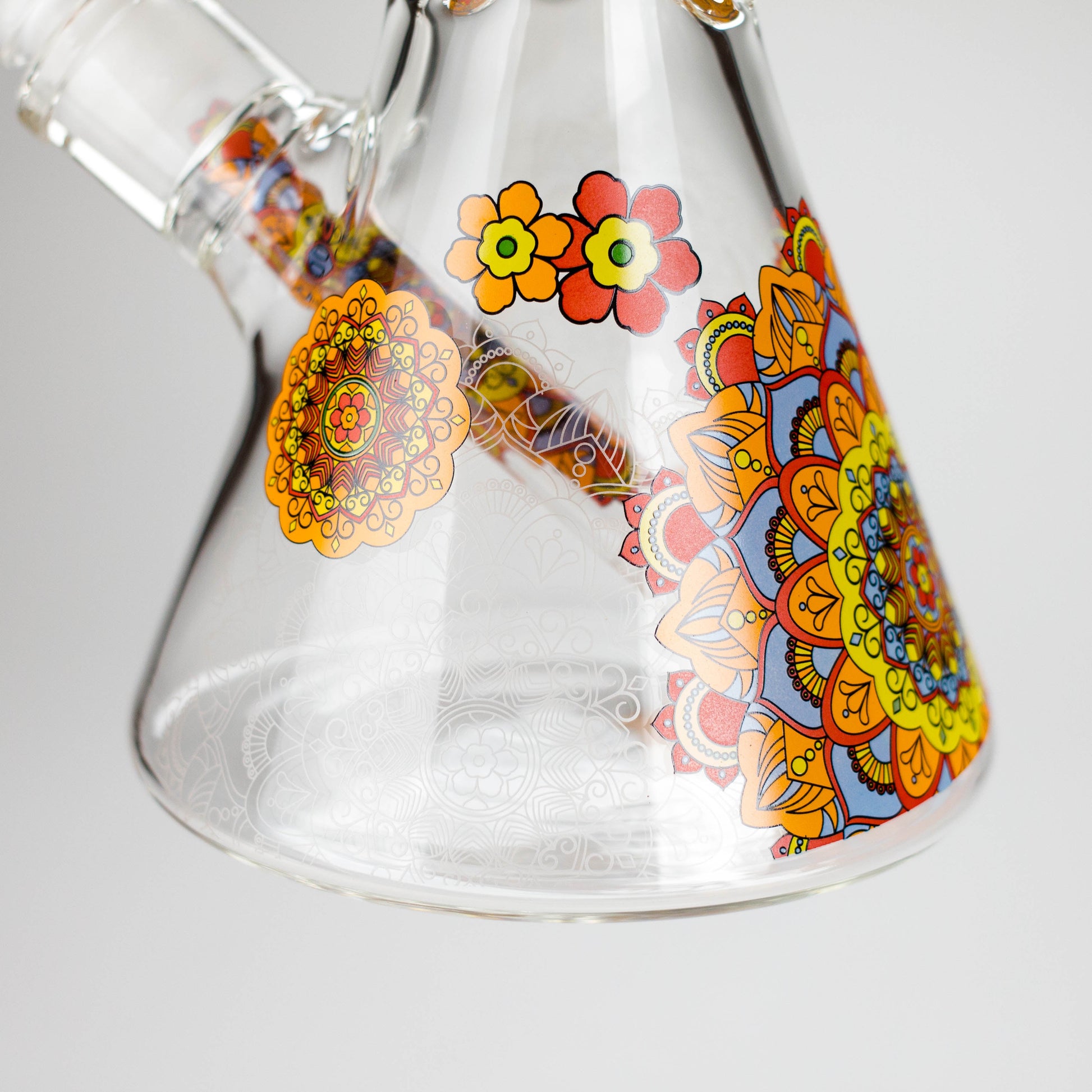 14" Flower Design Glass Bong – 7mm Thick with Ice Catcher