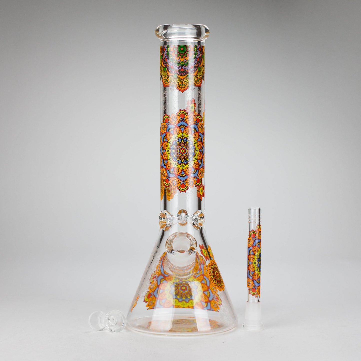 14" Flower Design Glass Bong – 7mm Thick with Ice Catcher