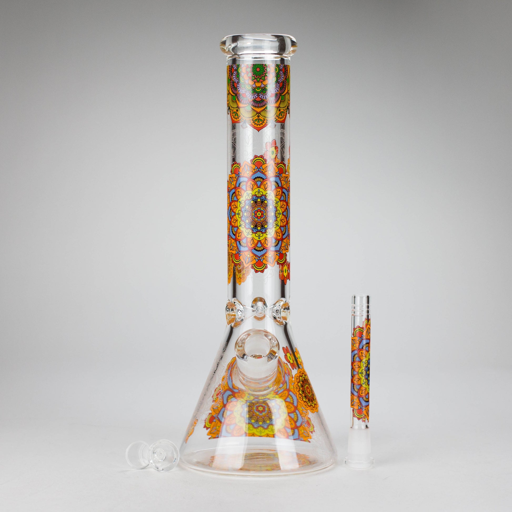 14" Flower Design Glass Bong – 7mm Thick with Ice Catcher