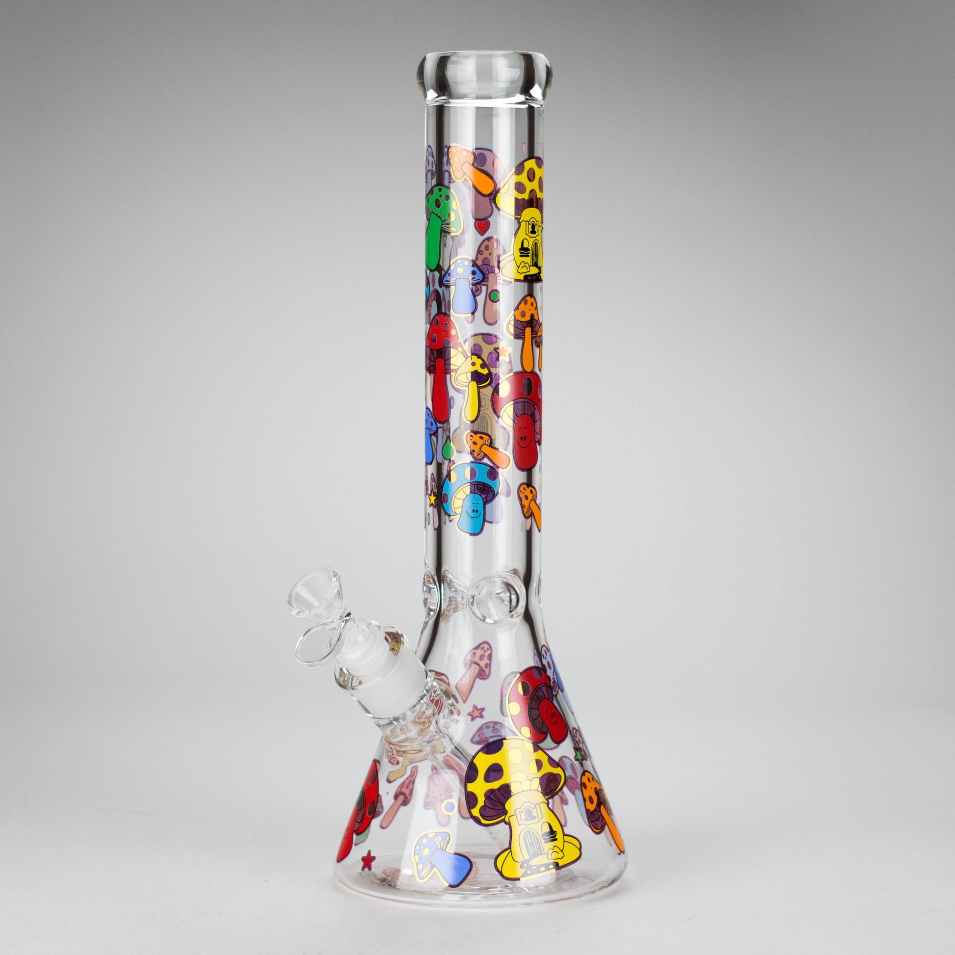 14" Mushroom Design Glass Bong – 7mm Thick with Ice Catcher