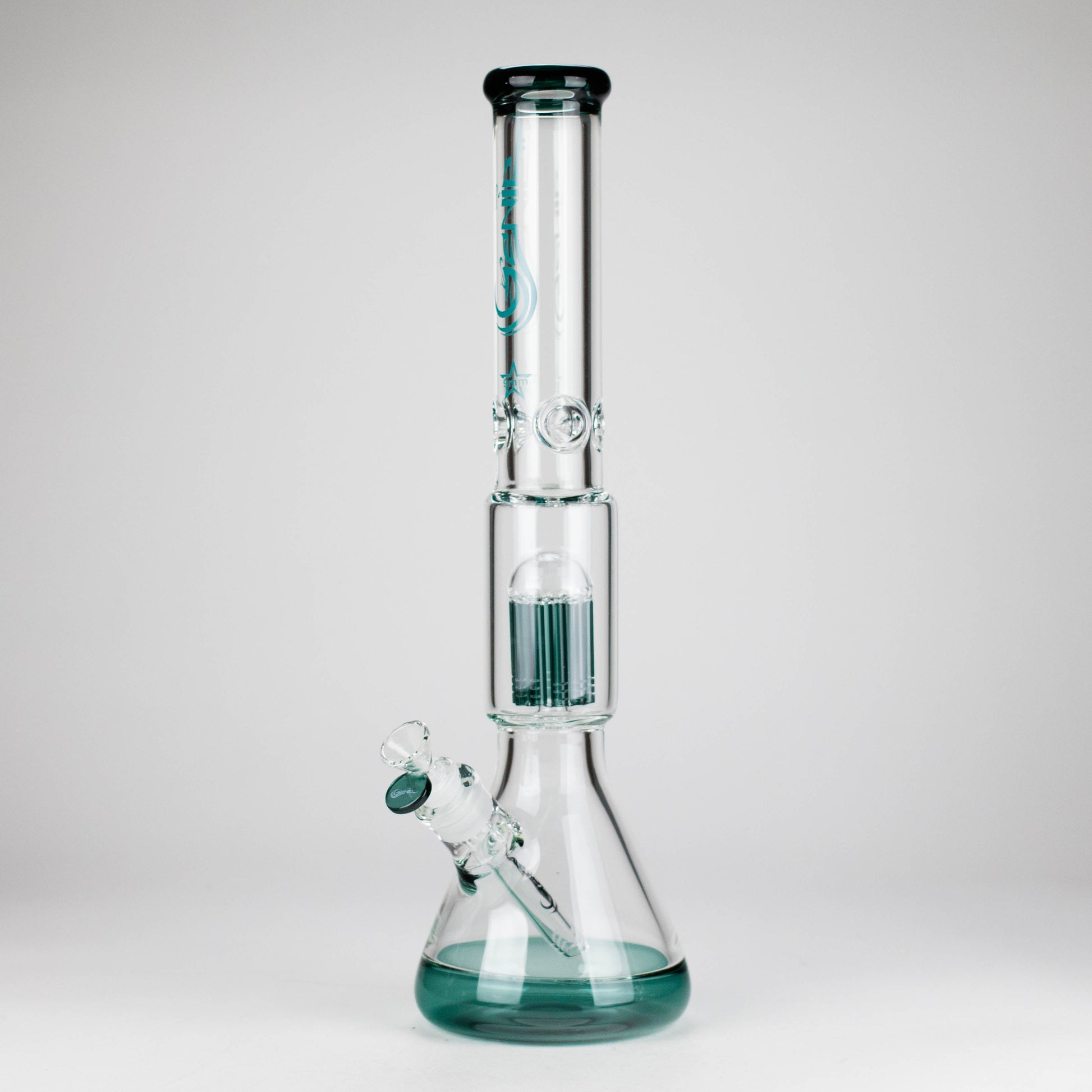 Genie | 17.5" 10-Arm 9mm Colored Bottom Glass Bong [GE4180] - Hi Time