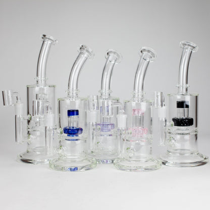 9" 2-in-1 Color accented Glass Dag Rig with Percolator collection, showcasing durability and style for smooth sessions.