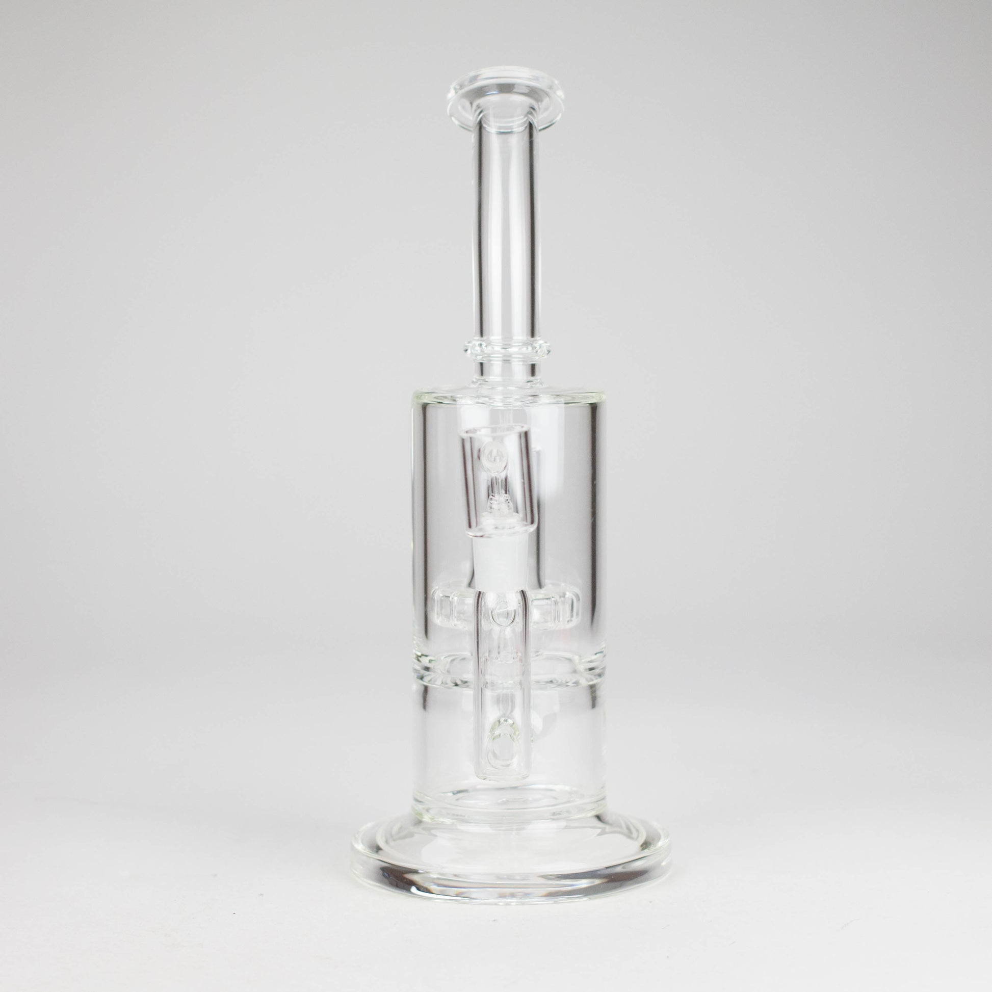 9" 2-in-1 Color accented Glass Dag Rig with Percolator - clear glass with percolator design