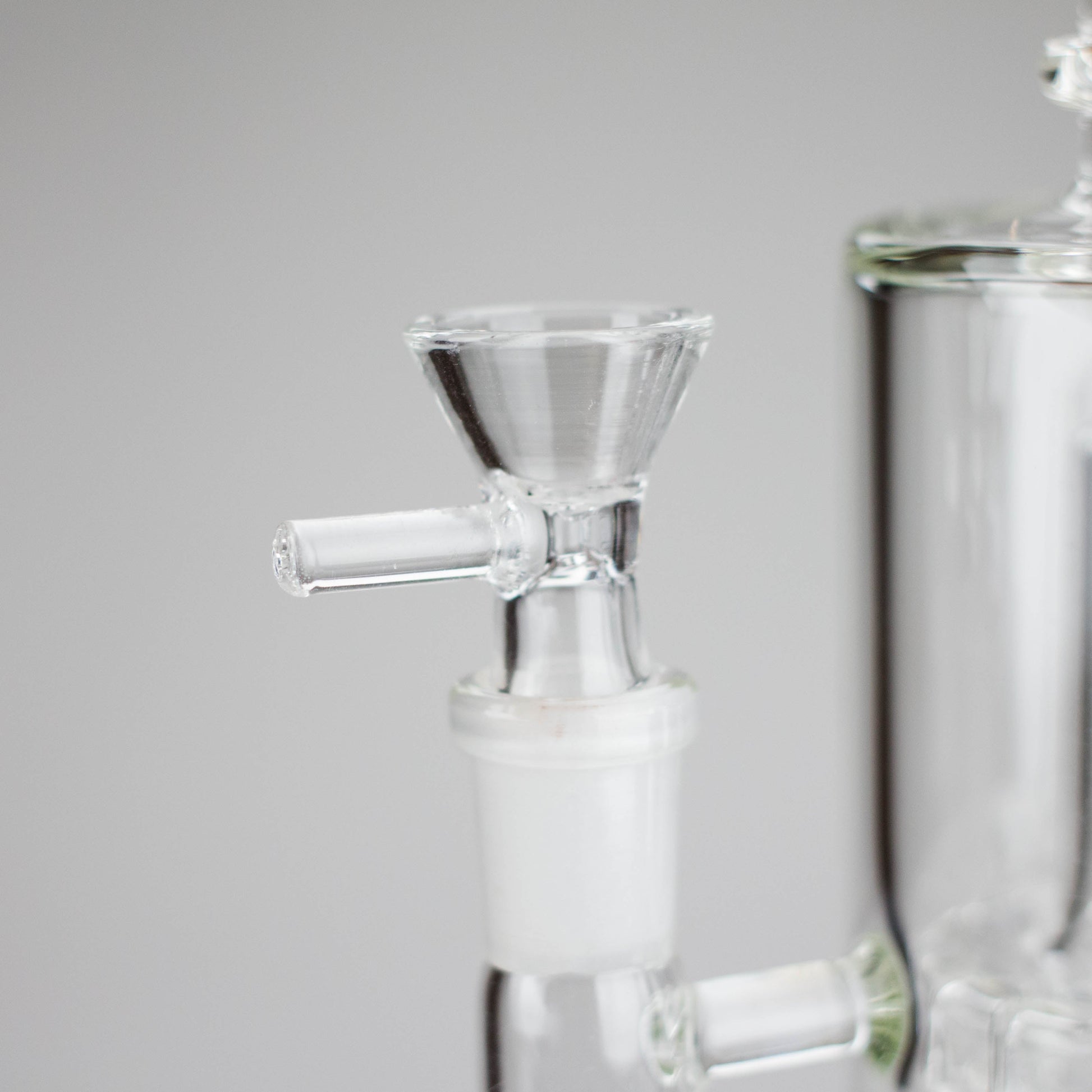 Close-up of the bowl and downstem of a 9 2-in-1 Color accented Glass Dag Rig with Percolator, showcasing its premium design.