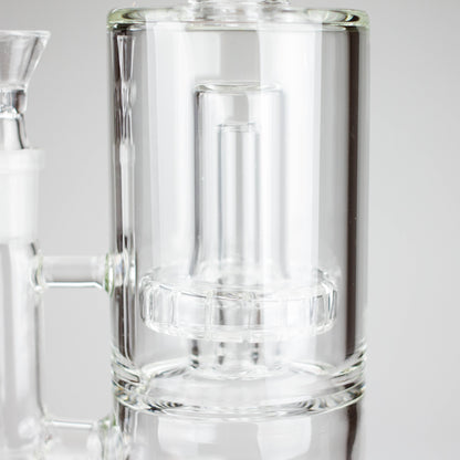 Close-up of 9" 2-in-1 Color accented Glass Dag Rig with Percolator showcasing the clear percolator design.