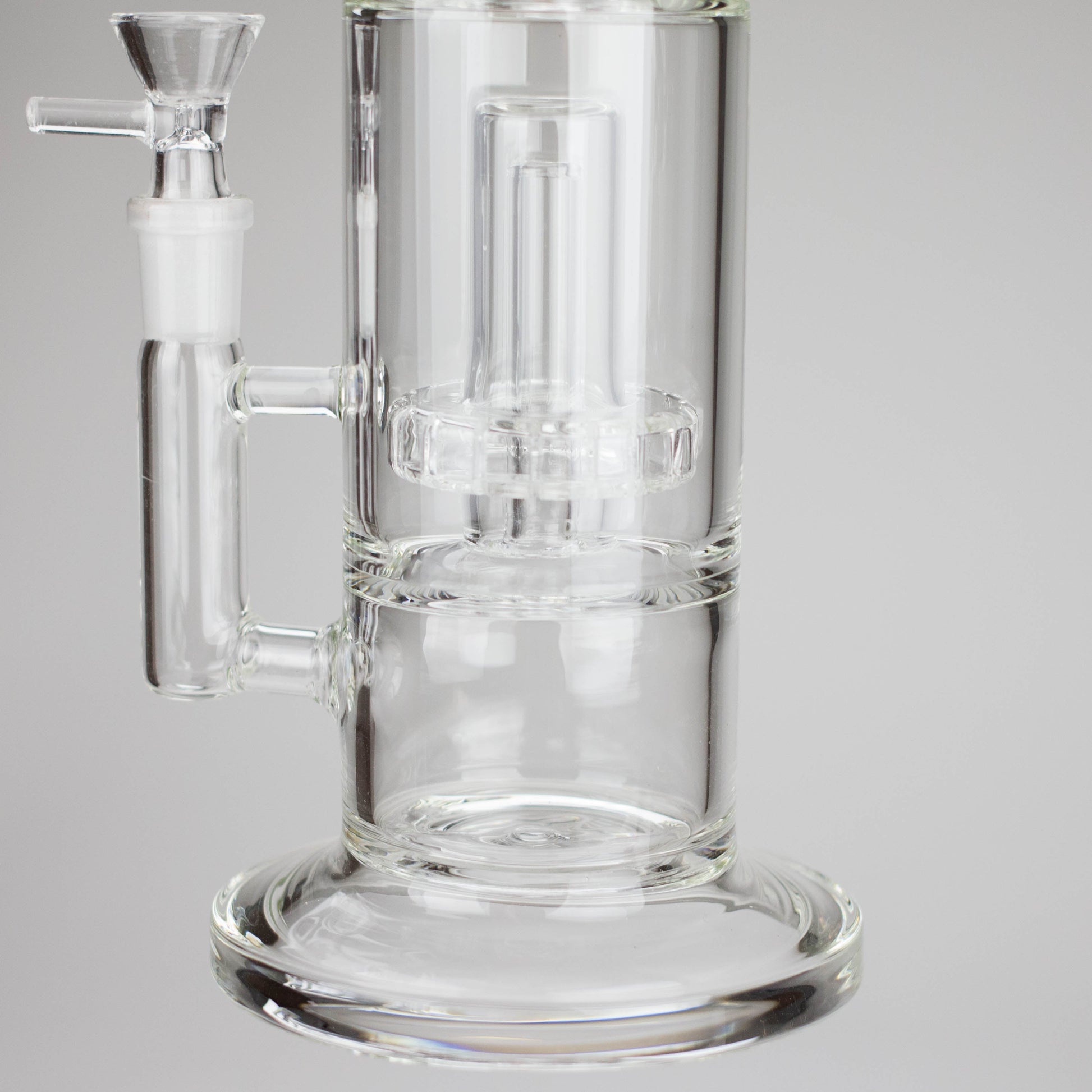 9" 2-in-1 Color accented Glass Dag Rig with Percolator - clear glass design for smooth sessions.