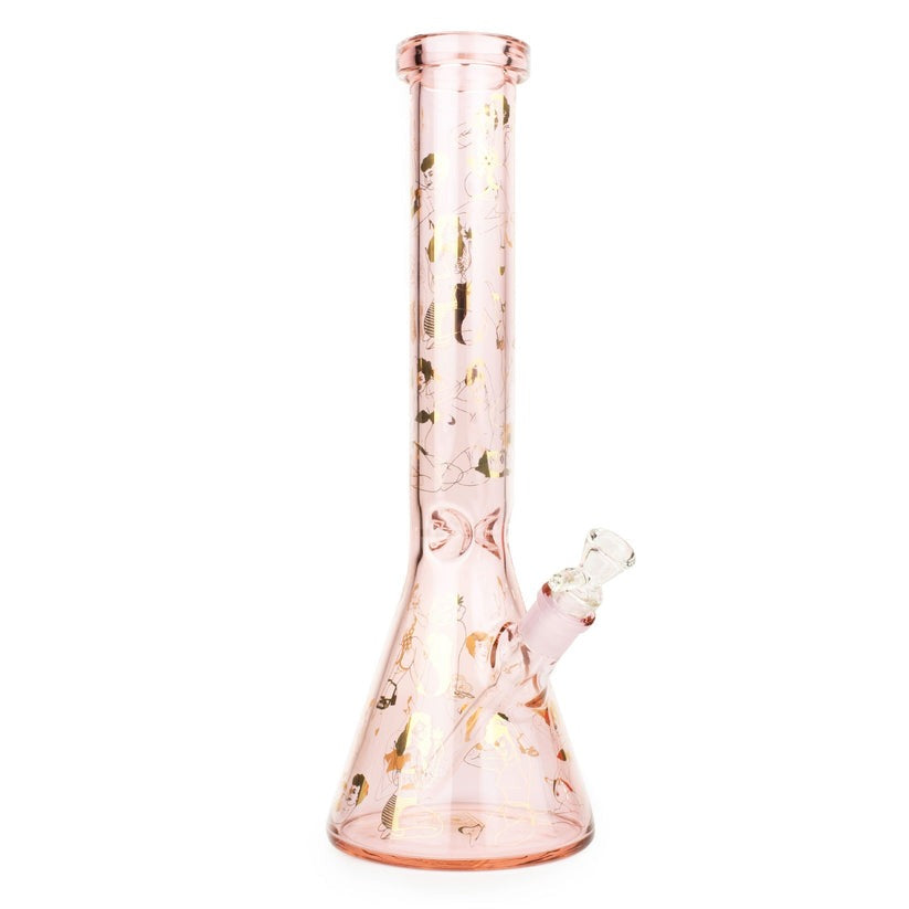 Red Eye Glass® | 15" Tall Pink Pin-up Beaker Tube W/Full Wrap Decal - Hi Time
