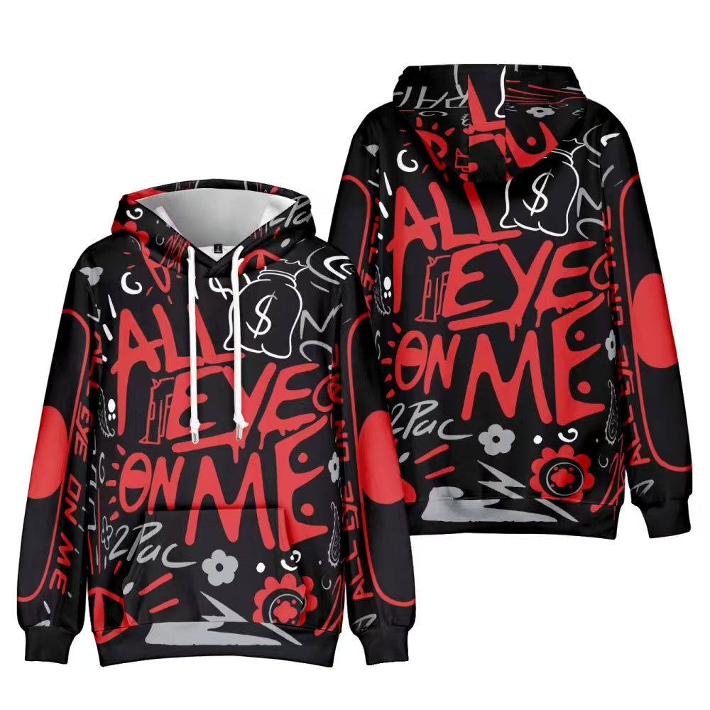 “All Eye On Me” Graphic Hoodie - Black & Red