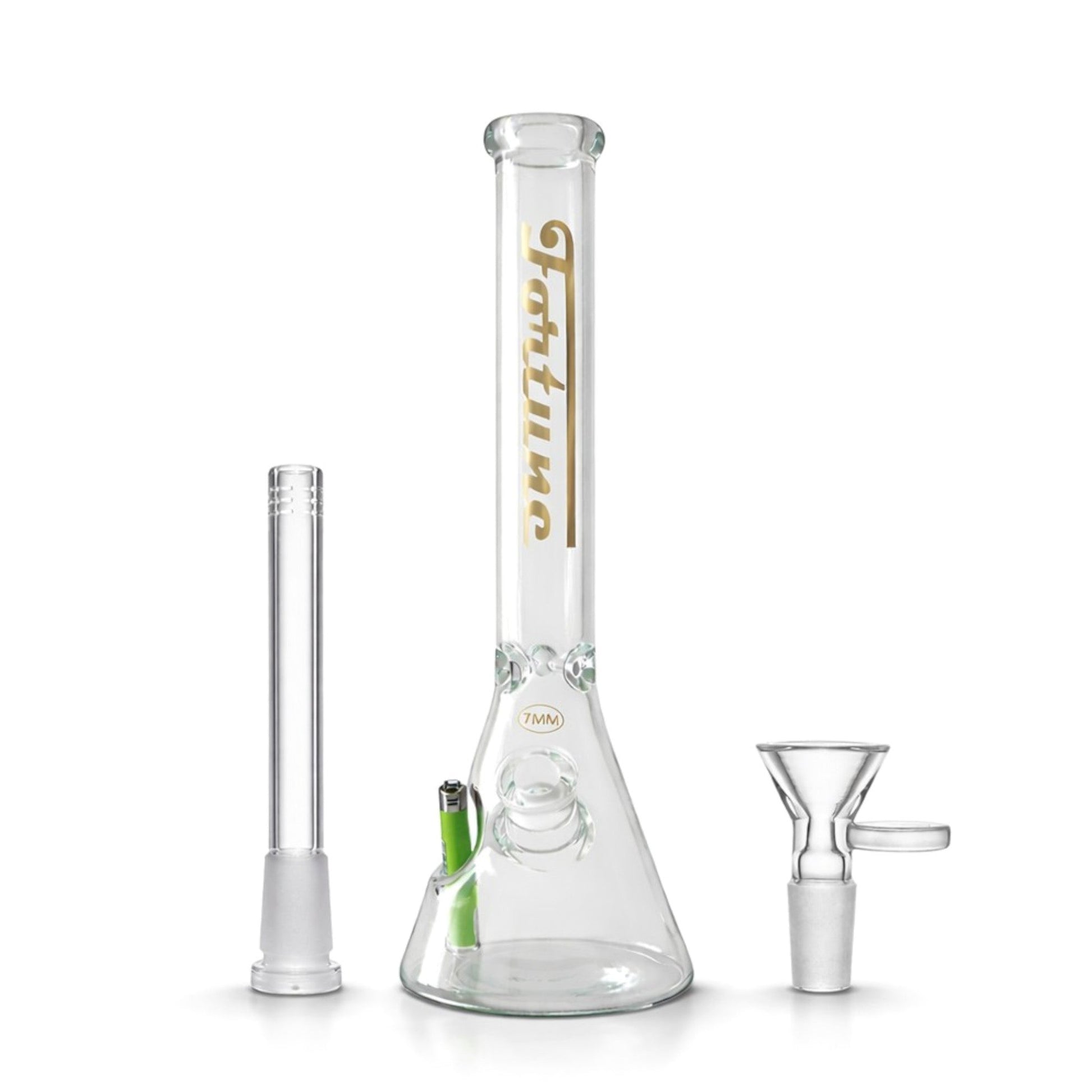 Fortune | 18" Beaker Bong – 7mm w/ Lighter Holder - Hi Time