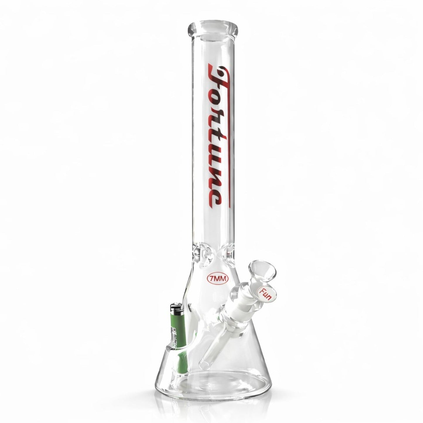 Fortune | 18" Beaker Bong – 7mm w/ Lighter Holder - Hi Time