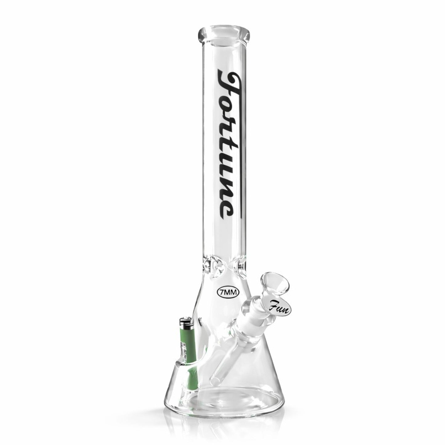 Fortune | 18" Beaker Bong – 7mm w/ Lighter Holder - Hi Time