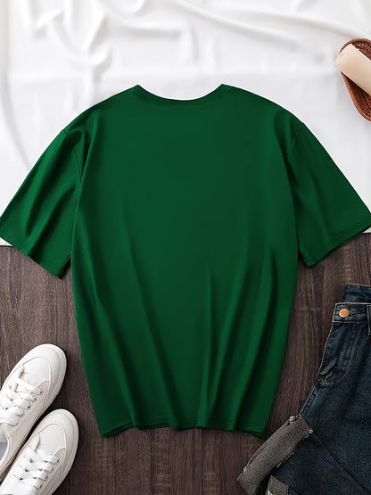 Casual Short-Sleeve Round-Neck T-Shirt with Weed-Themed Print