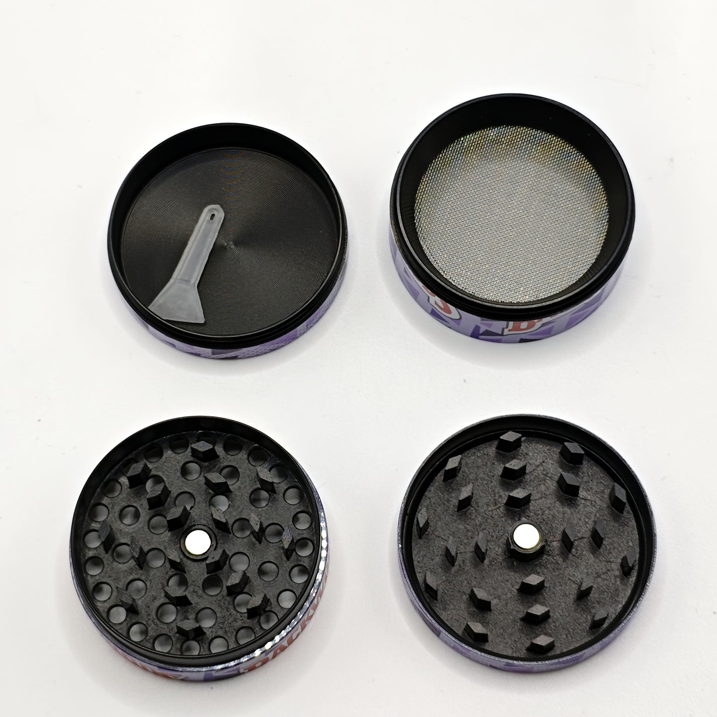 Metal Tobacco Grinder 50MM Four-Layer Round Mosaic Color Rotating Plastic Grinder, Can Grind Coffee, Grind Kitchen Spices, Household Gadgets