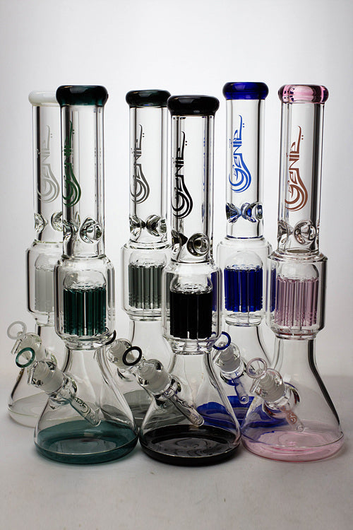 17.5" Genie 10-arm  9 mm colored bottom glass bong ( GE4180 )