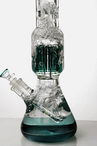 17.5" Genie 10-arm  9 mm colored bottom glass bong ( GE4180 )