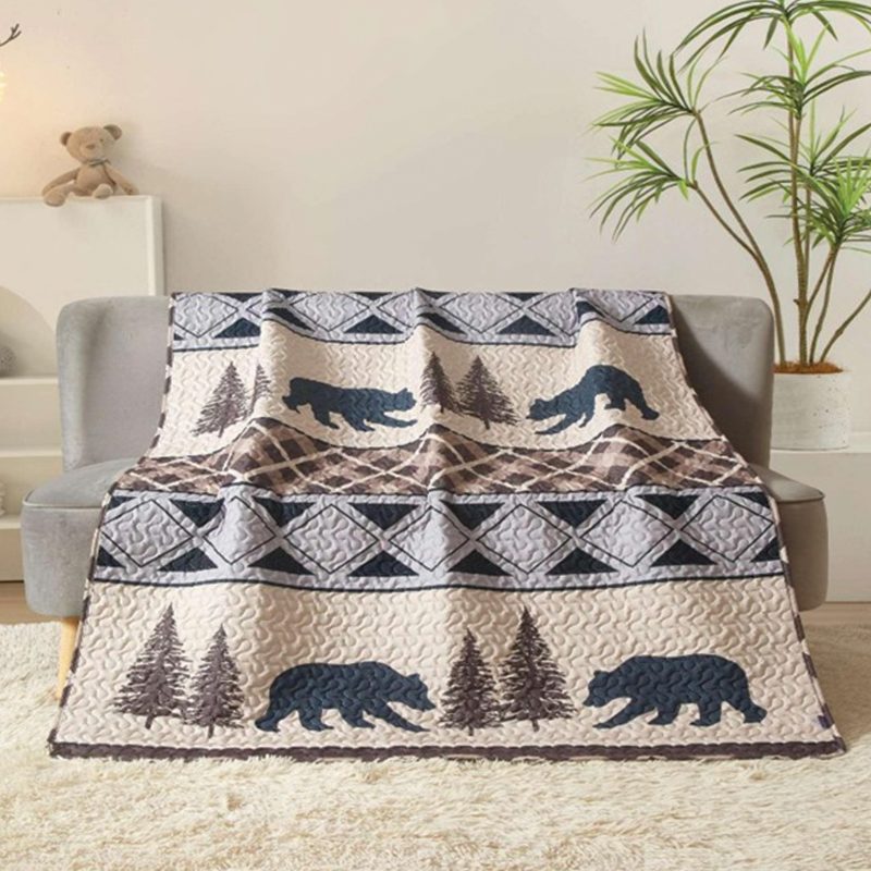 Lodge Collection Bear Design Reversible Throw Quilt [6100] - Hi Time