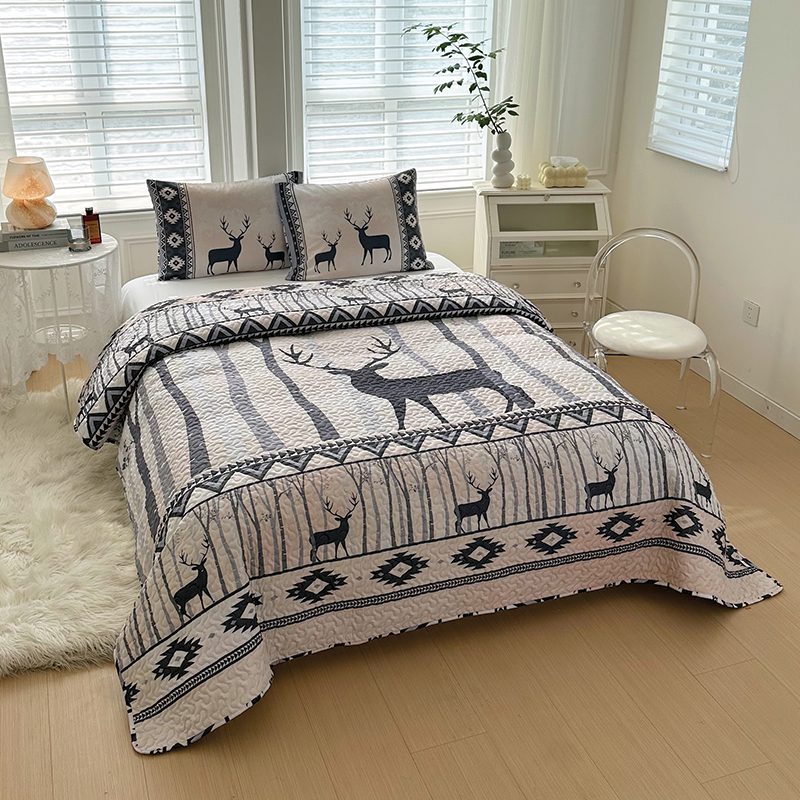 Lodge Collection 3pcs King size reversible quilt bed set [6120]