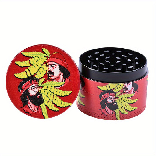 1pc Red Avatar Creative 4-Ply Manual Metal Spice Grinder, 2-Inch Herb Mill, Kitchen Tool, No Electricity Needed, Multi-Functional