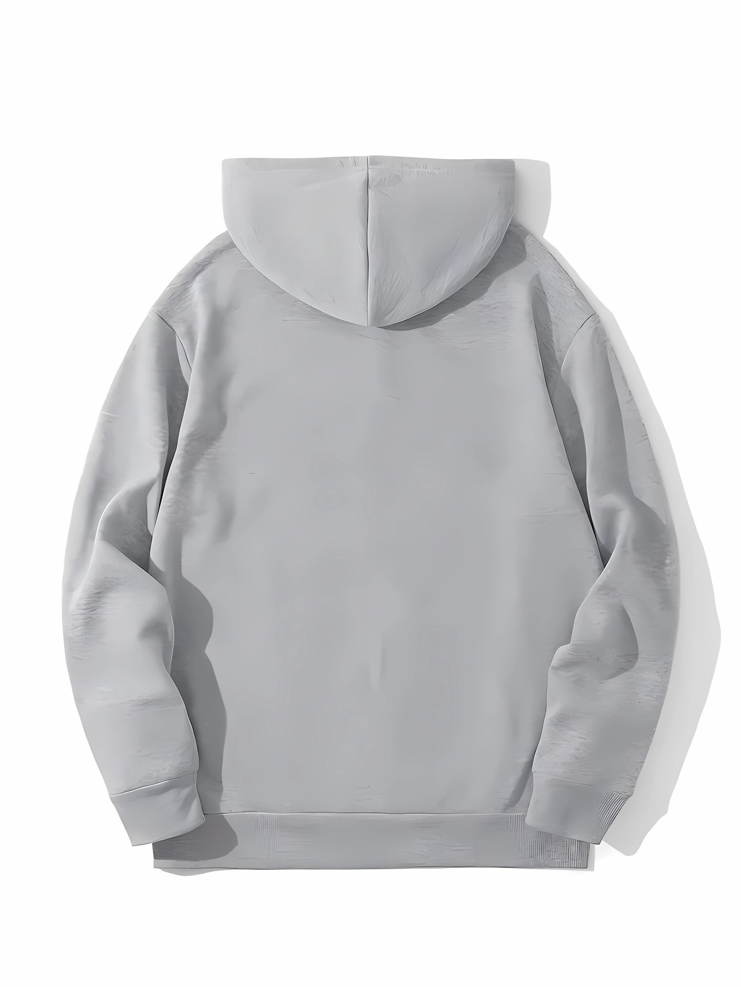 Men's Polyester Hooded Sweatshirt with Geometric Leaf Applique, Sports Style Active Hoodie with Slight Stretch, Regular Fit Knit Fabric Pullover - Casual Hip Hop Streetwear