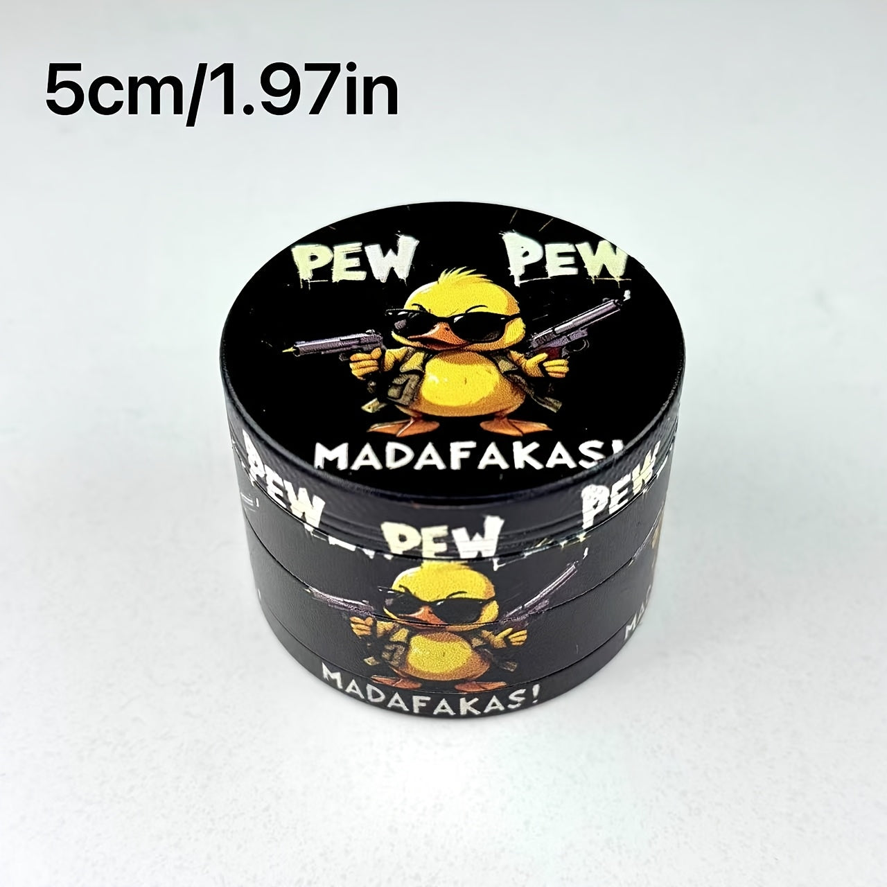 1pc Cool Yellow Duck Metal Tobacco Grinder - Portable, Durable, Easy to Clean Spice Mill with Fun "PEW PEW" Design, Perfect Gift for Smokers