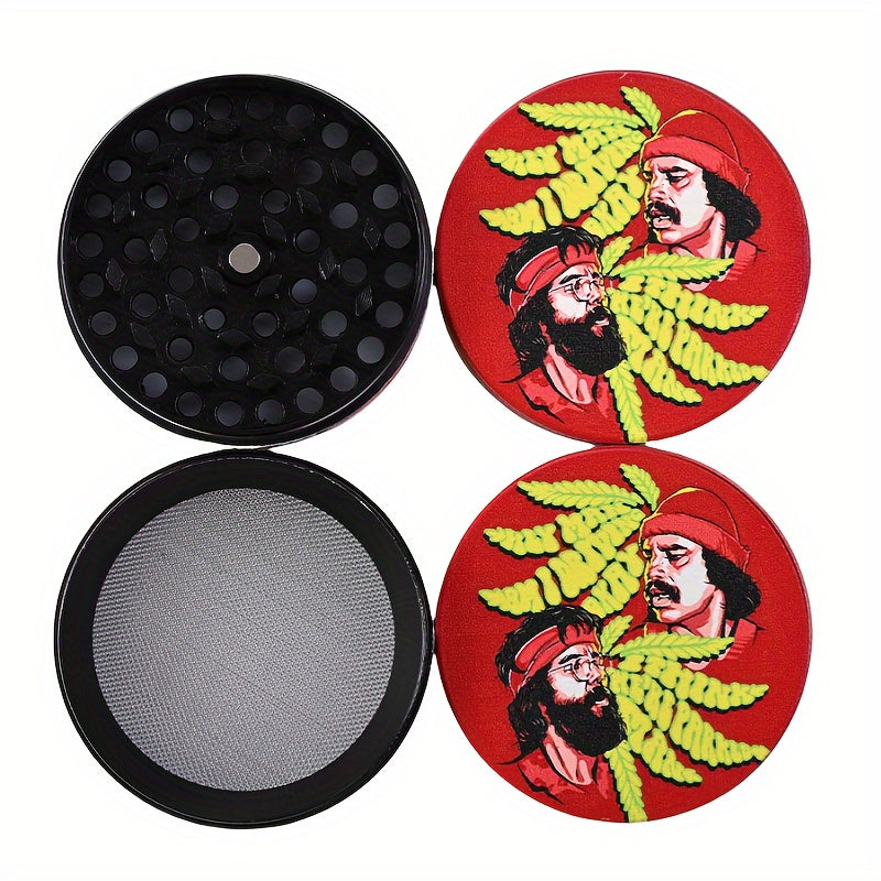 1pc Red Avatar Creative 4-Ply Manual Metal Spice Grinder, 2-Inch Herb Mill, Kitchen Tool, No Electricity Needed, Multi-Functional