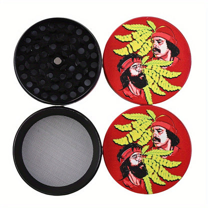 1pc Red Avatar Creative 4-Ply Manual Metal Spice Grinder, 2-Inch Herb Mill, Kitchen Tool, No Electricity Needed, Multi-Functional