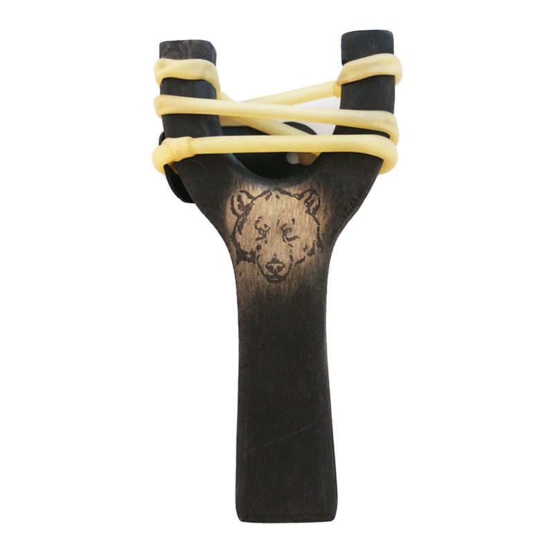Slingshot bear head wooden decoration, hand crafted [CD-4520]