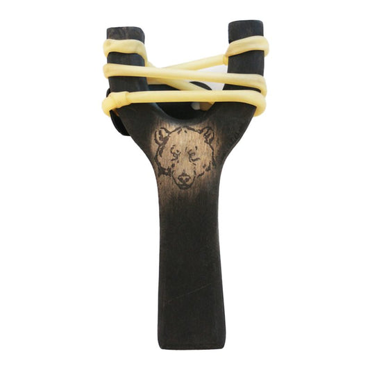 Slingshot bear head wooden decoration, hand crafted [CD-4520]