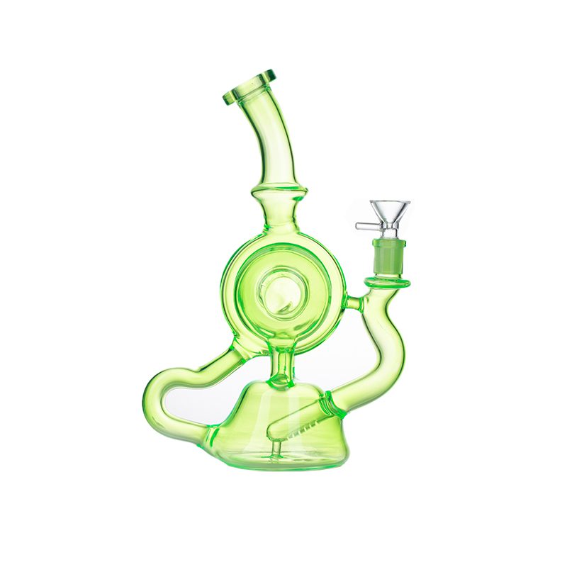 11″ Slim Green Recycler Glass Bong [C8033]
