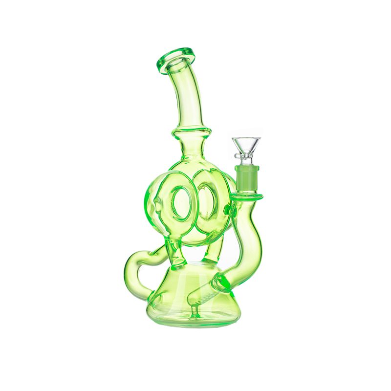 11″ Slim Green Recycler Glass Bong [C8033]
