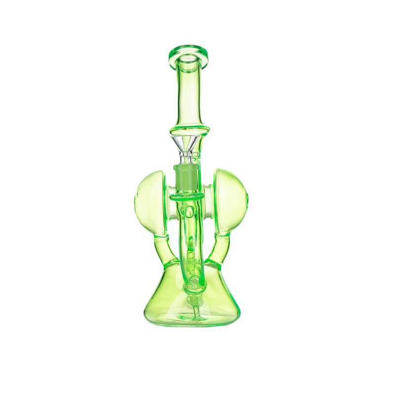 11″ Slim Green Recycler Glass Bong [C8033]