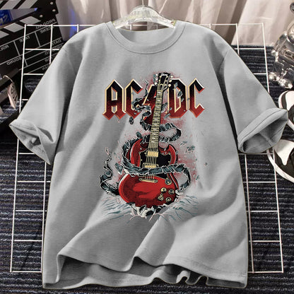 AC/DC Band T Shirt Men Women Cotton Tees Retro Tops Hip Hop Streetwear Harajuku Short Sleeve Brands T Shirt Men's Clothing