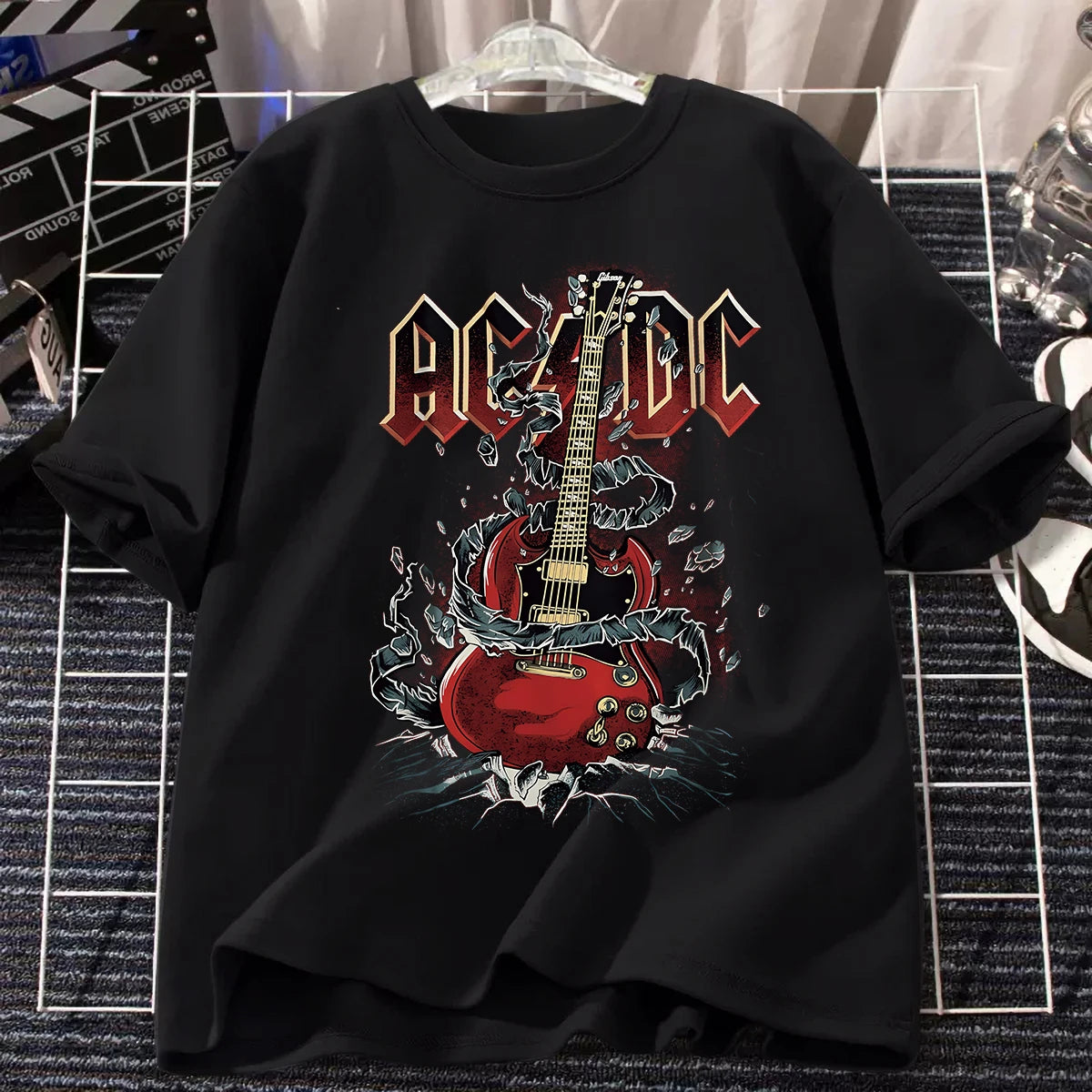 AC/DC Band T Shirt Men Women Cotton Tees Retro Tops Hip Hop Streetwear Harajuku Short Sleeve Brands T Shirt Men's Clothing