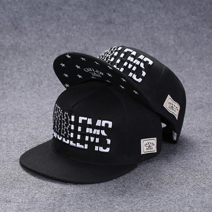 New Fashion Men's Letter Embroidery Tide All-match Flat Brim Baseball Cap Summer Hip-hop Hat Outdoor Shade Adjustable Peaked Cap