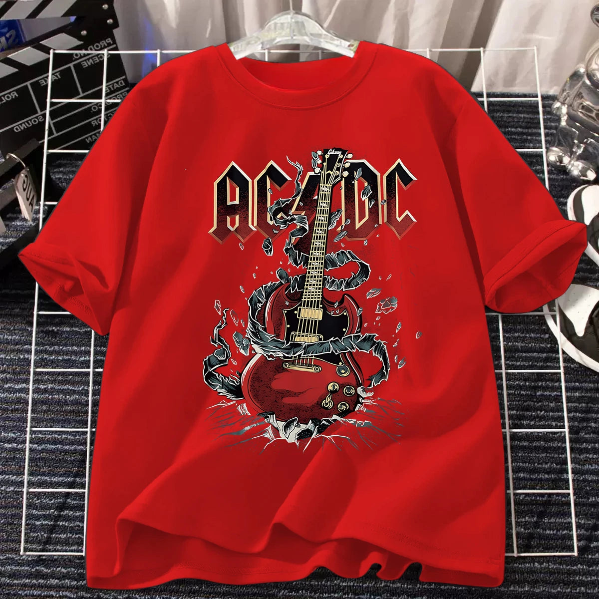 AC/DC Band T Shirt Men Women Cotton Tees Retro Tops Hip Hop Streetwear Harajuku Short Sleeve Brands T Shirt Men's Clothing