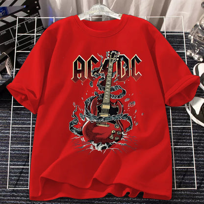 AC/DC Band T Shirt Men Women Cotton Tees Retro Tops Hip Hop Streetwear Harajuku Short Sleeve Brands T Shirt Men's Clothing