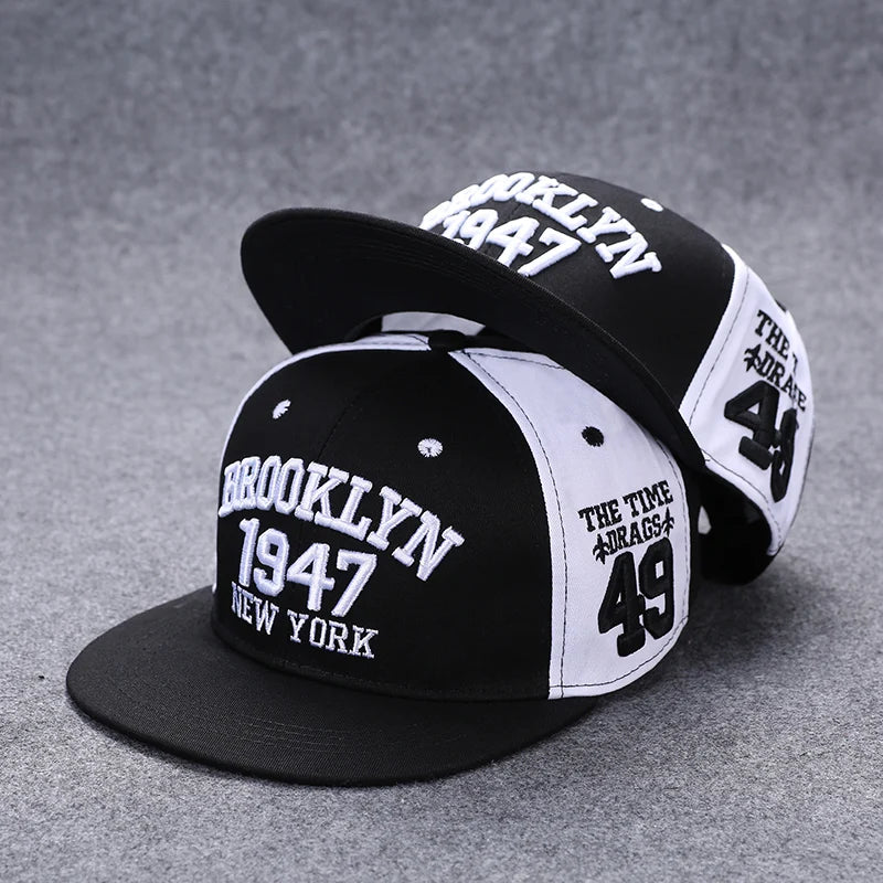 New Fashion Men's Letter Embroidery Tide All-match Flat Brim Baseball Cap Summer Hip-hop Hat Outdoor Shade Adjustable Peaked Cap