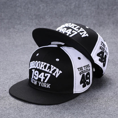 New Fashion Men's Letter Embroidery Tide All-match Flat Brim Baseball Cap Summer Hip-hop Hat Outdoor Shade Adjustable Peaked Cap