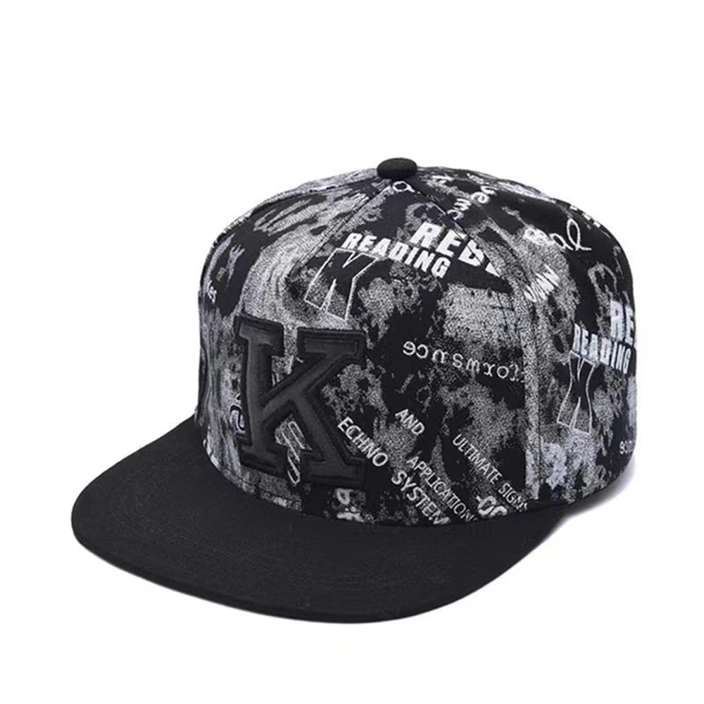 New Fashion Men's Letter Embroidery Tide All-match Flat Brim Baseball Cap Summer Hip-hop Hat Outdoor Shade Adjustable Peaked Cap