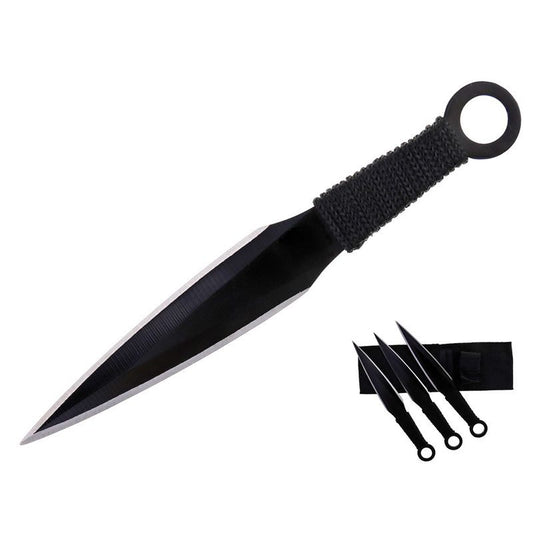 6.7" Throwing Knife with 3″ Blade and Pouch 3 Pc Set [T005061BK-3]