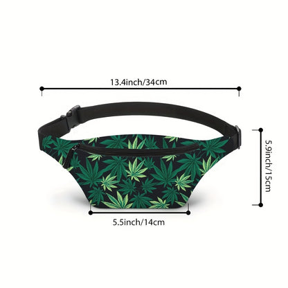 Leaf Fashion Print Fanny Pack Running Bag Chest Bag