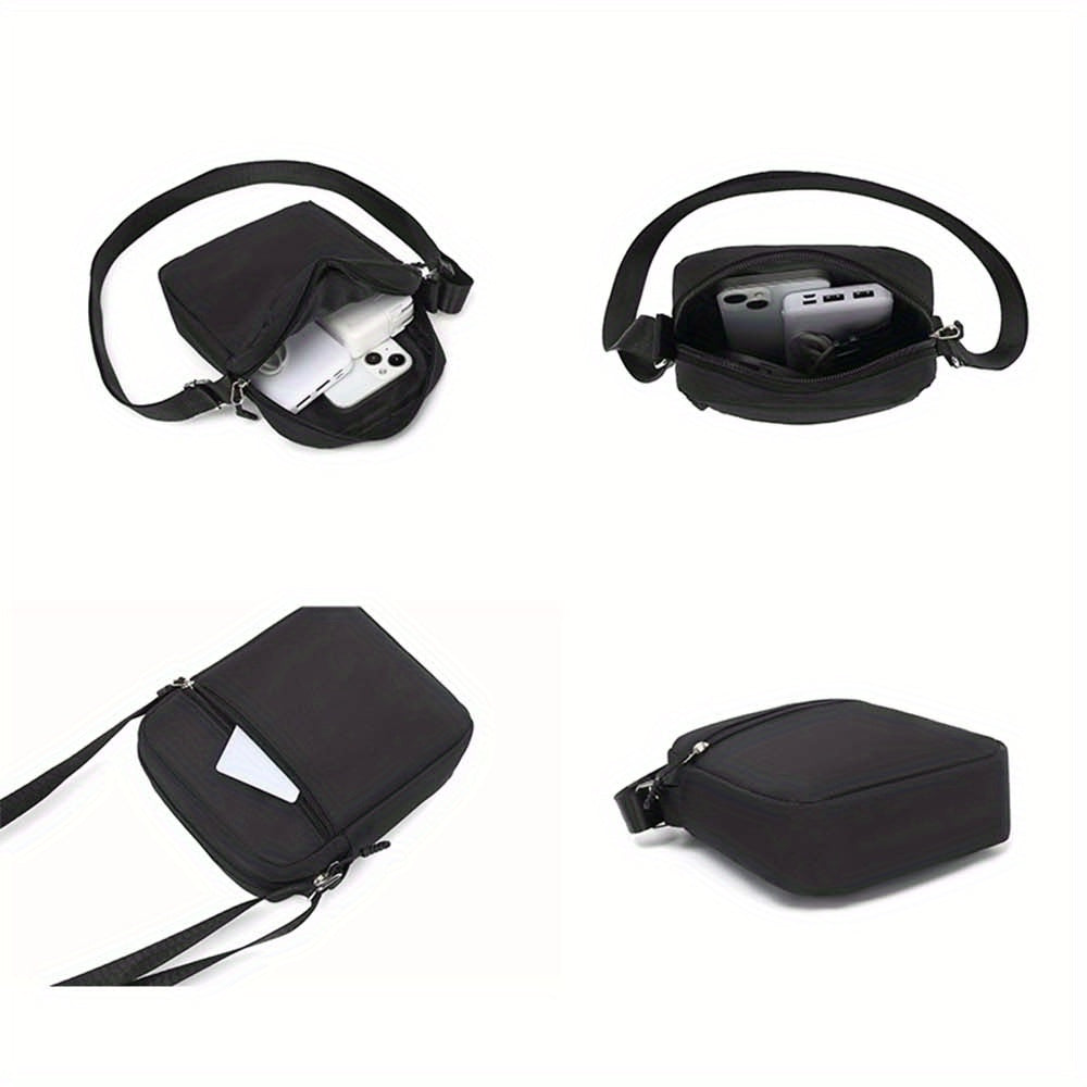 Men's Stylish Black Crossbody Bag with "Chill, That's Just How I Roll" Leaf Design - Casual Shoulder Bag for Everyday Use