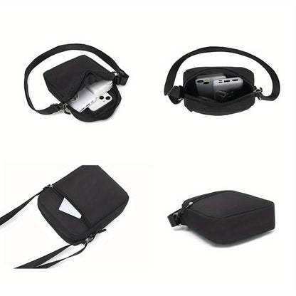 Men's Stylish Black Crossbody Bag with "Chill, That's Just How I Roll" Leaf Design - Casual Shoulder Bag for Everyday Use