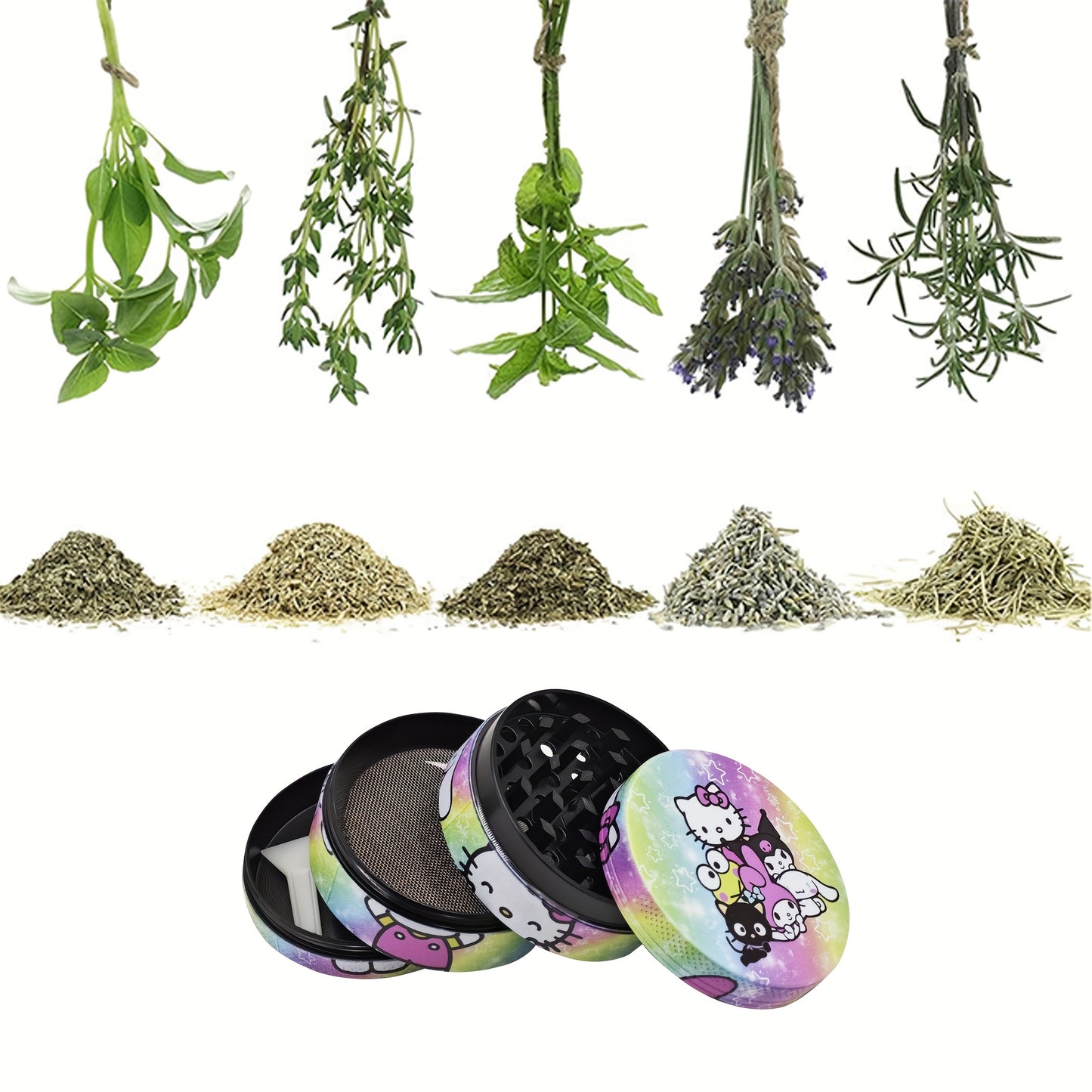 The for hello kitty for kuromi Printed Full-Wrap Grinder, a Four-Layer Metal Grinder, Can Be a Great Gift for Your Family And Friends.