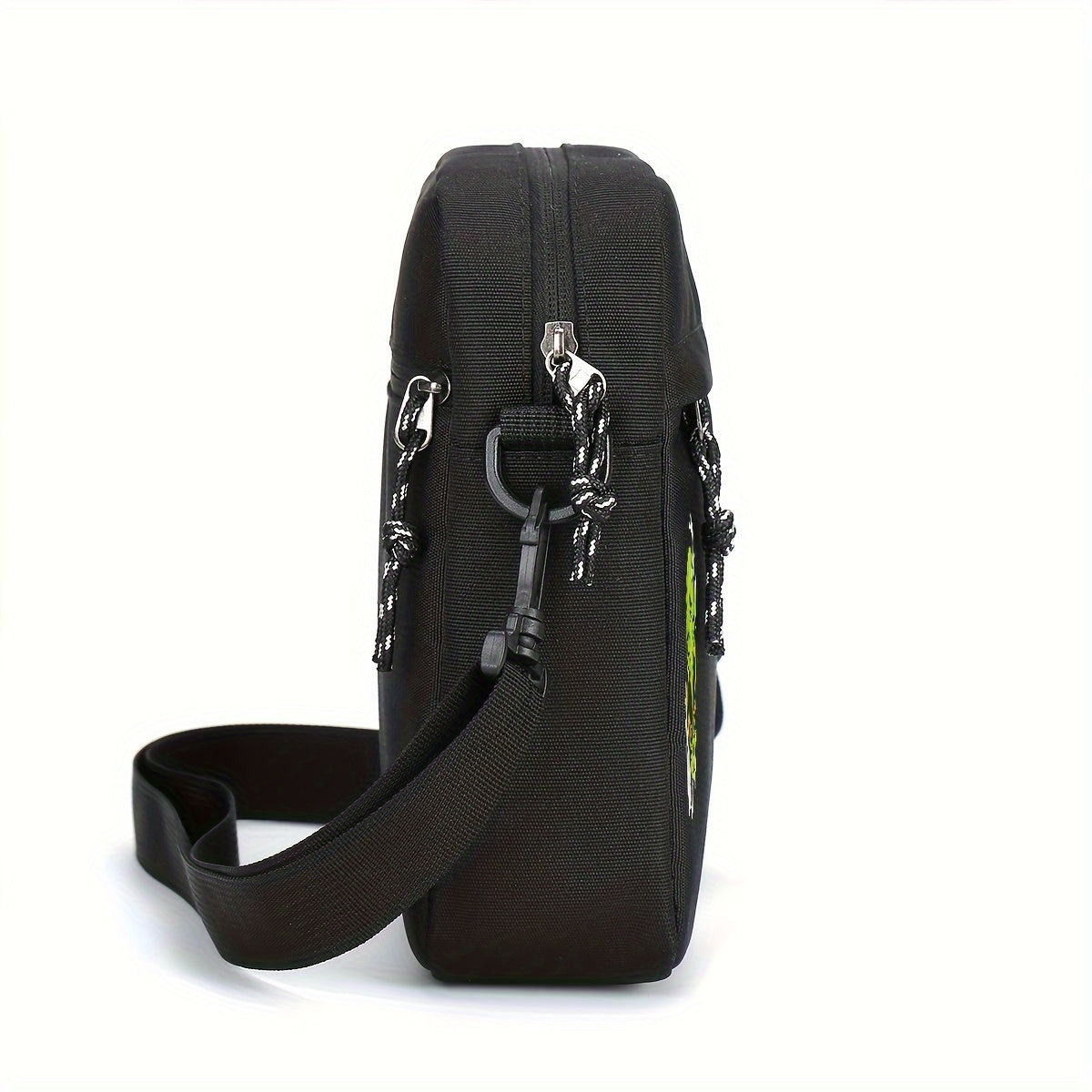 Casual Oxford Shoulder Bag for Men, Halloween Theme Crossbody Sling with Alien Cannabis Design, Business Messenger Bag with Adjustable Strap, Durable - Black